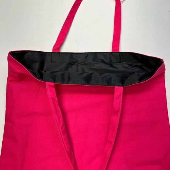Victorias Secret Womens Tote Bag Magenta Textile Spellout Heart Sequins Huge New - Picture 7 of 9